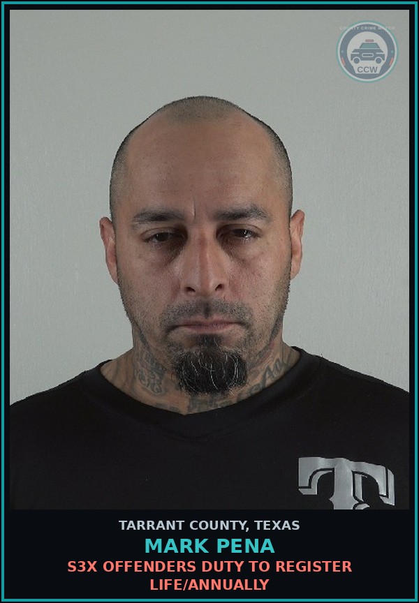 Booking mugshot of Mark Pena in Tarrant County