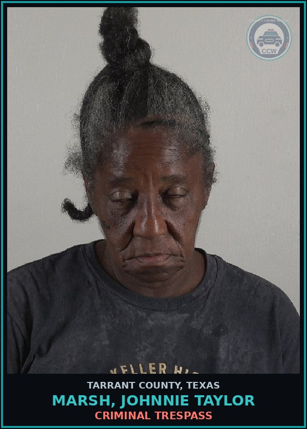 Booking mugshot of Marsh, Johnnie Taylor in Tarrant County