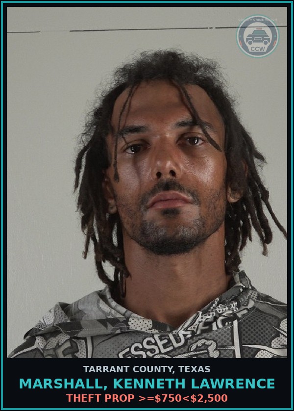 Booking mugshot of Marshall, Kenneth Lawrence in Tarrant County