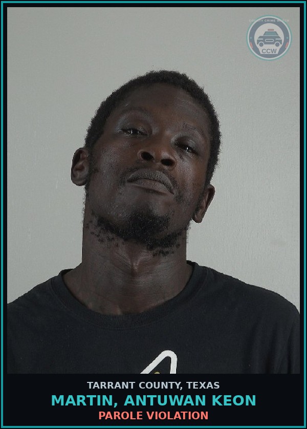 Booking mugshot of Martin, Antuwan Keon in Tarrant County