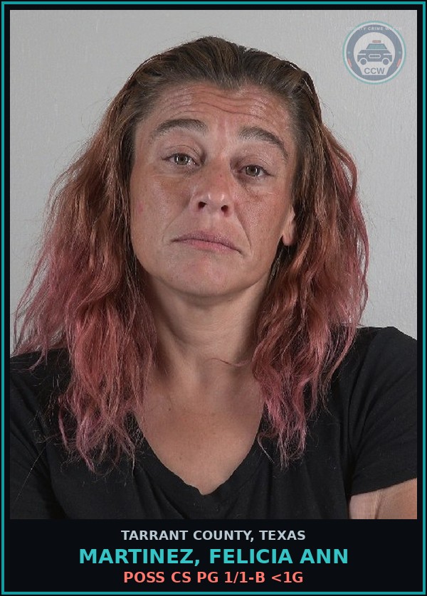 Booking mugshot of Martinez, Felicia Ann in Tarrant County