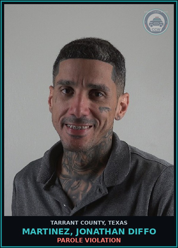 Booking mugshot of Martinez, Jonathan Diffo in Tarrant County
