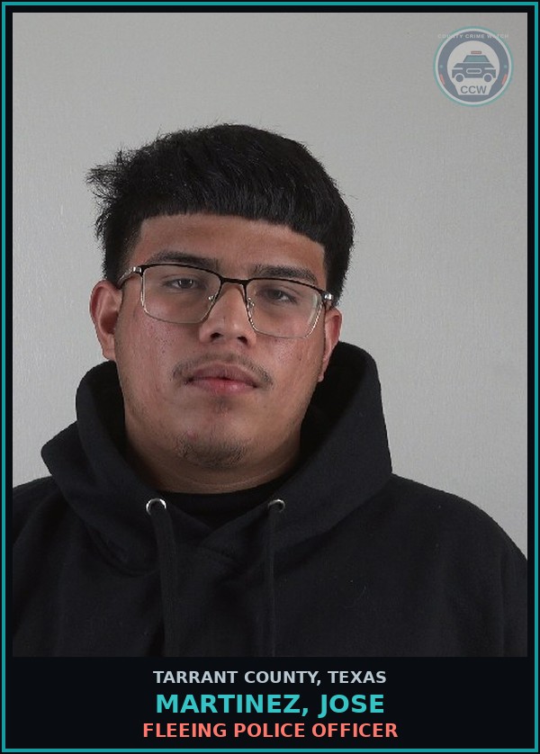 Booking mugshot of Martinez, Jose in Tarrant County