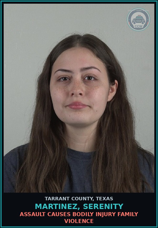 Booking mugshot of Martinez, Serenity in Tarrant County