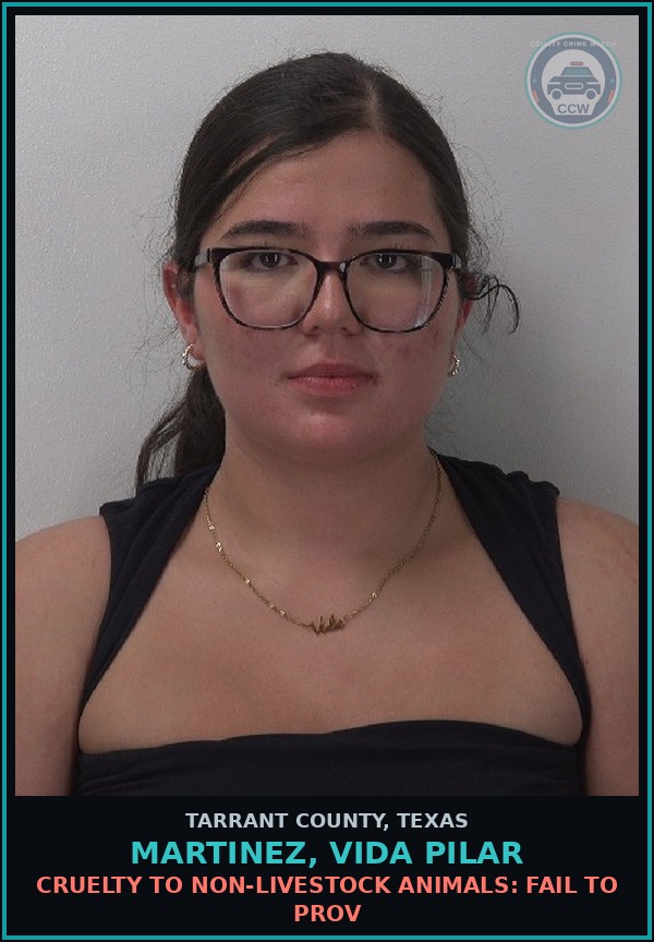 Booking mugshot of Martinez, Vida Pilar in Tarrant County