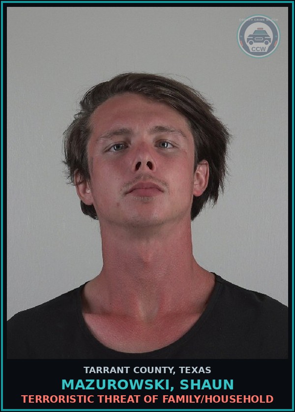 Booking mugshot of Mazurowski, Shaun in Tarrant County