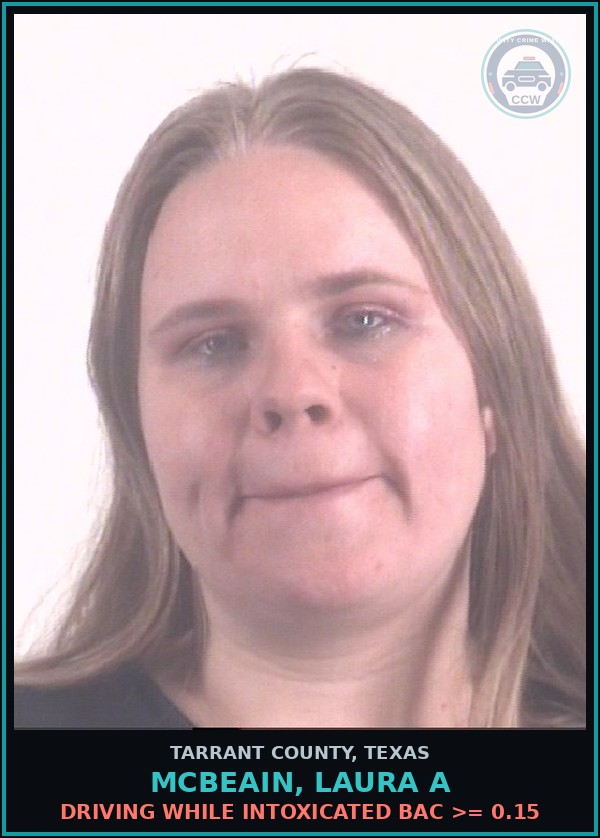 Booking mugshot of Mcbeain, Laura A in Tarrant County