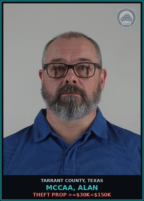 Booking mugshot of Mccaa, Alan in Tarrant County