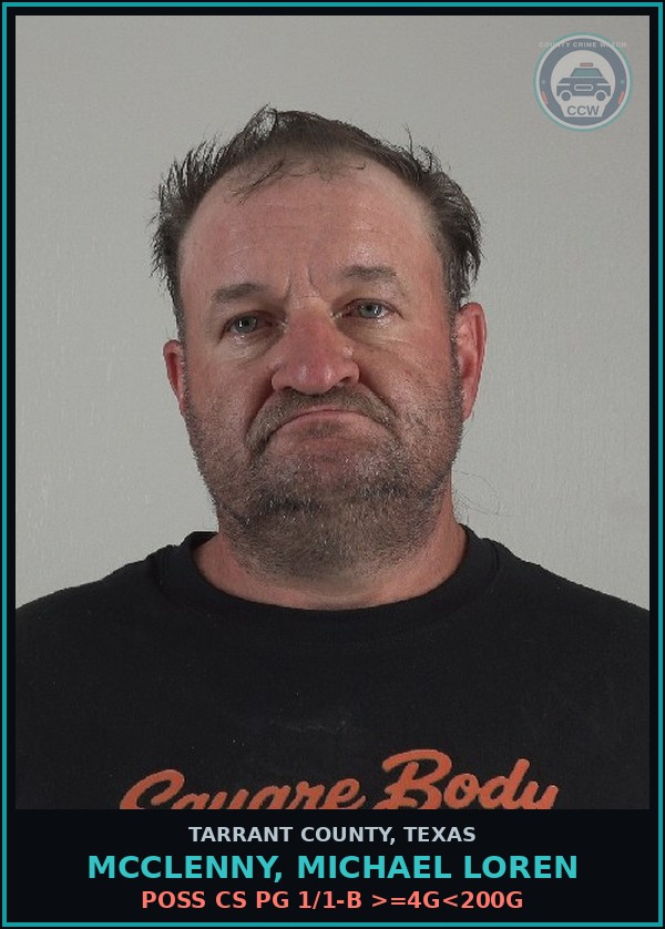 Booking mugshot of Mcclenny, Michael Loren in Tarrant County