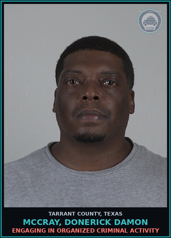 Booking mugshot of Mccray, Donerick Damon in Tarrant County