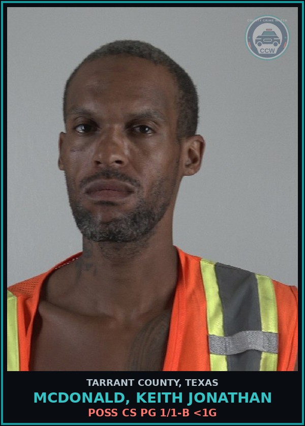 Booking mugshot of Mcdonald, Keith Jonathan in Tarrant County