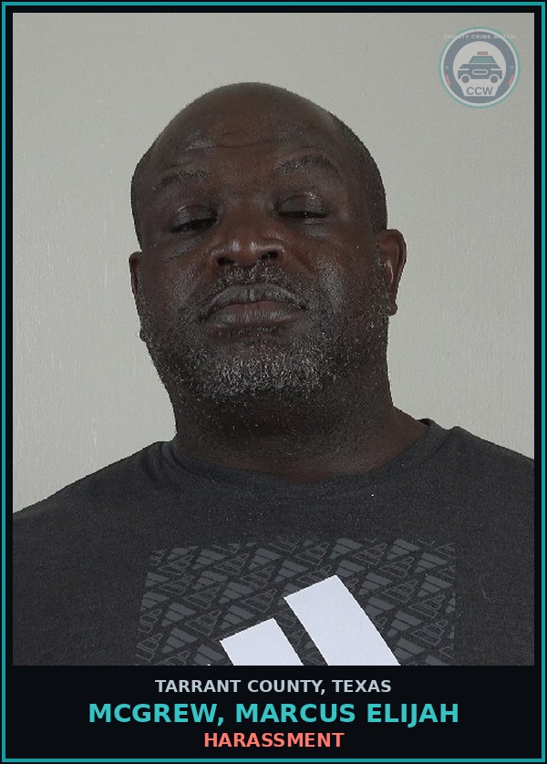 Booking mugshot of Mcgrew, Marcus Elijah in Tarrant County