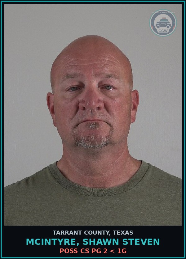Booking mugshot of Mcintyre, Shawn Steven in Tarrant County