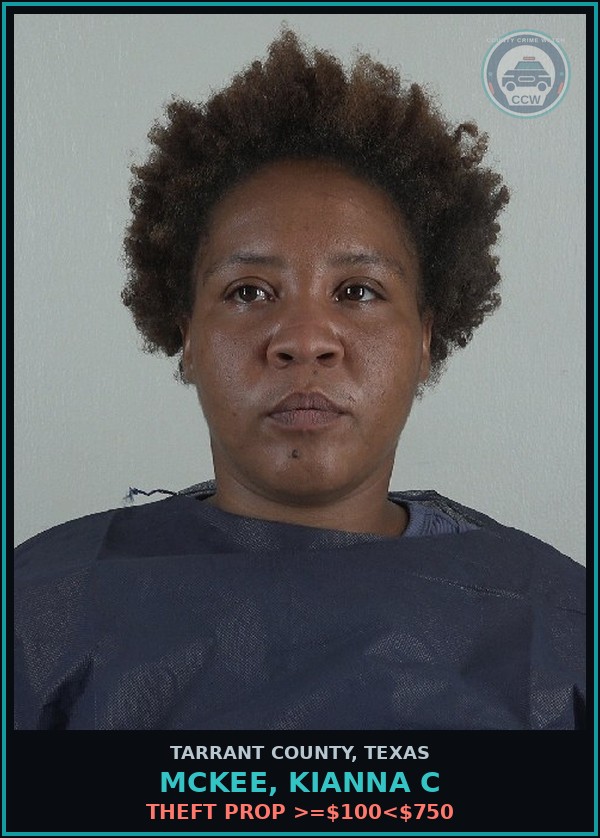 Booking mugshot of Mckee, Kianna C in Tarrant County
