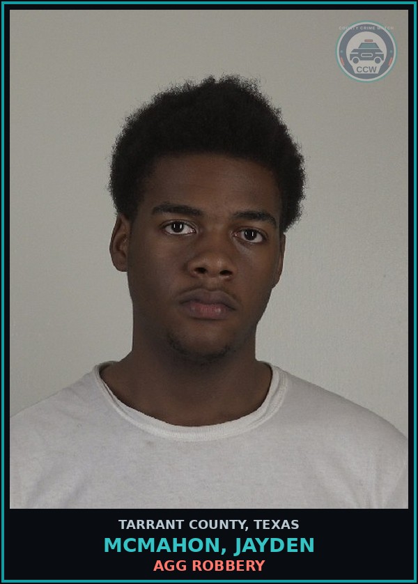 Booking mugshot of Mcmahon, Jayden in Tarrant County