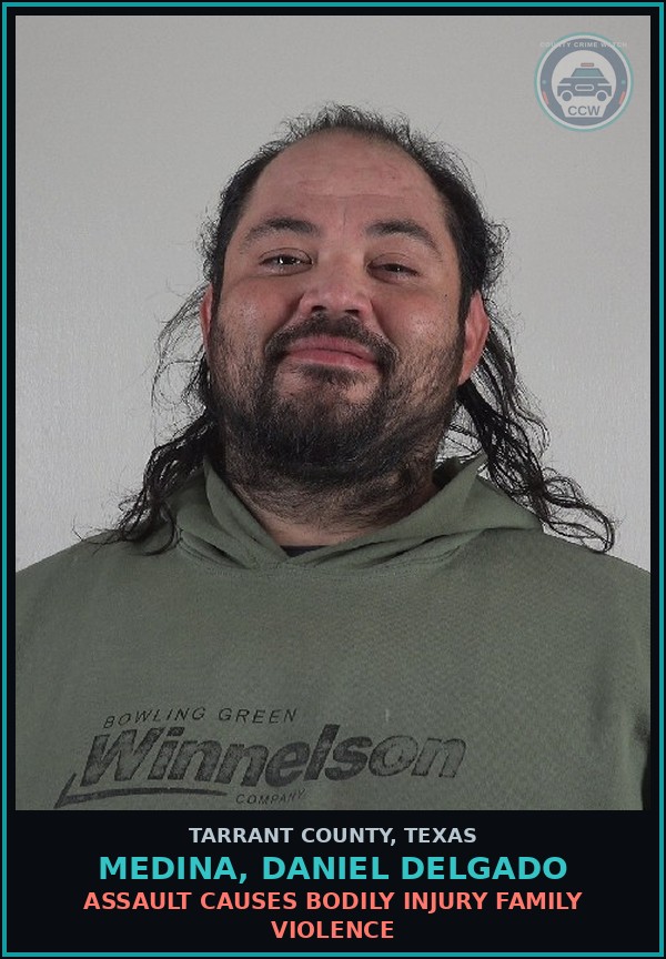 Booking mugshot of Medina, Daniel Delgado in Tarrant County