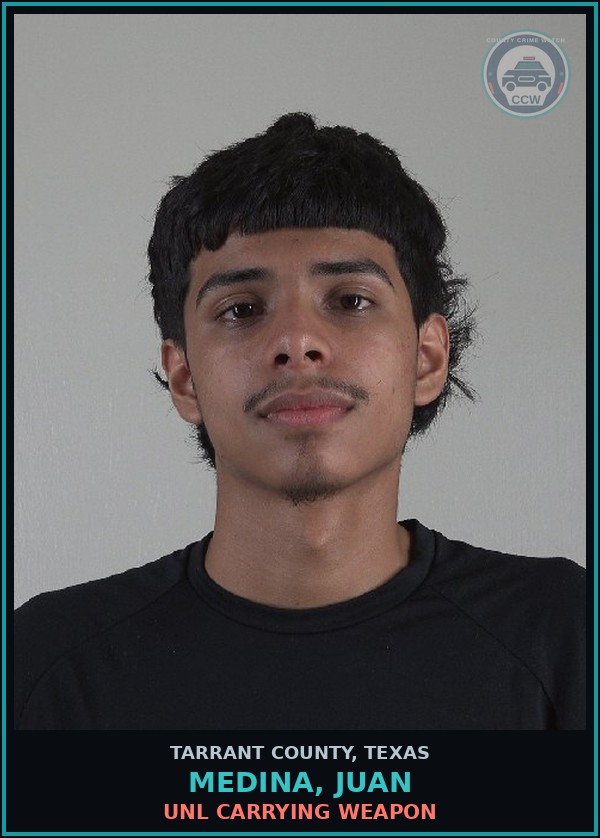 Booking mugshot of Medina, Juan in Tarrant County
