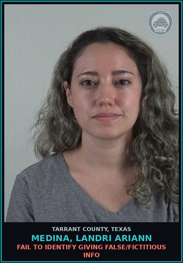 Booking mugshot of Medina, Landri Ariann in Tarrant County