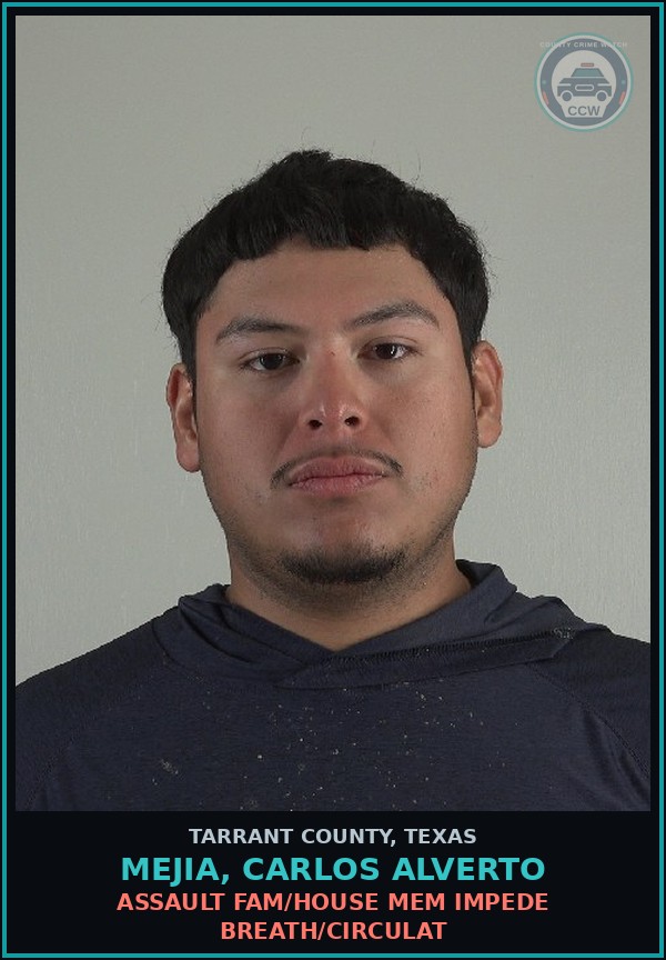 Booking mugshot of Mejia, Carlos Alverto in Tarrant County