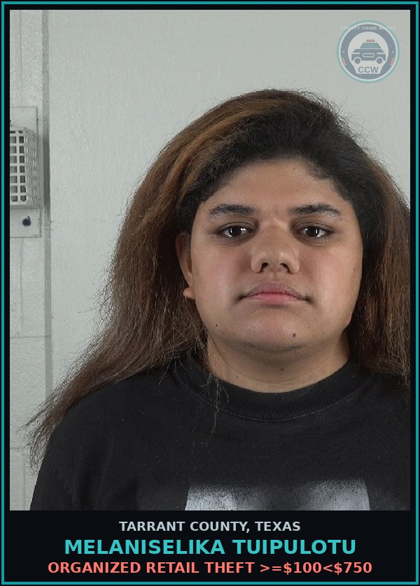 Booking mugshot of Melaniselika Tuipulotu in Tarrant County