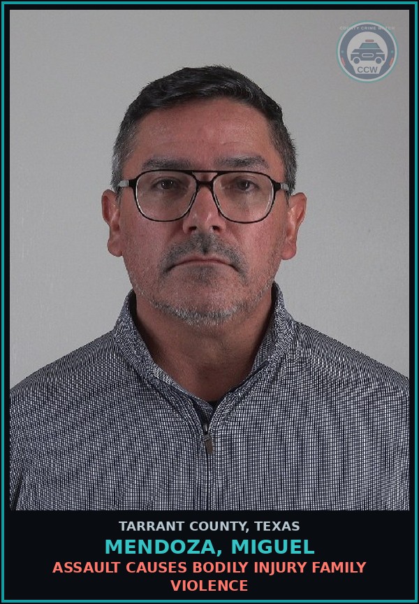 Booking mugshot of Mendoza, Miguel in Tarrant County
