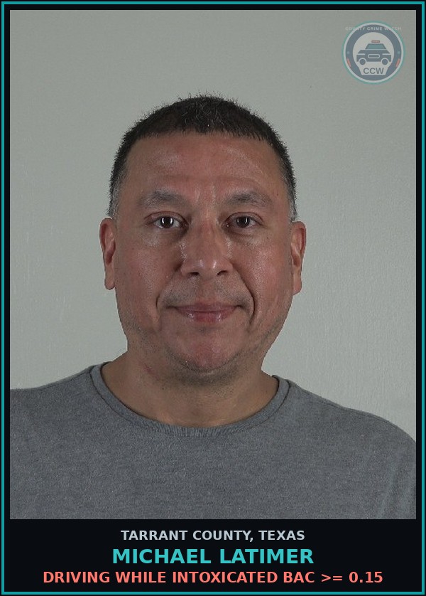 Booking mugshot of Michael Latimer in Tarrant County