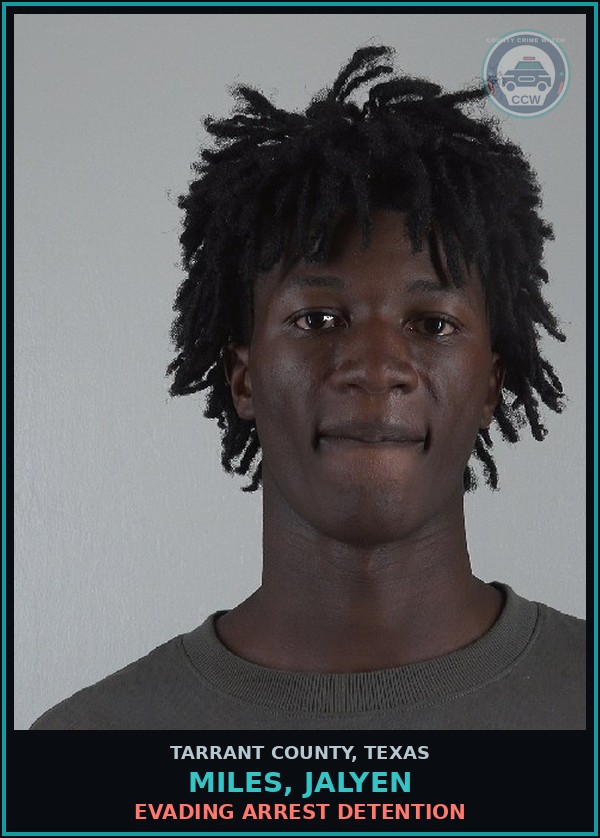 Booking mugshot of Miles, Jalyen in Tarrant County