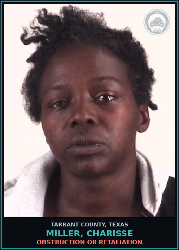 Booking mugshot of Miller, Charisse in Tarrant County
