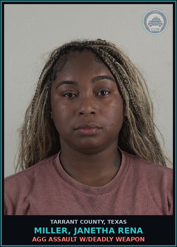 Booking mugshot of Miller, Janetha Rena in Tarrant County