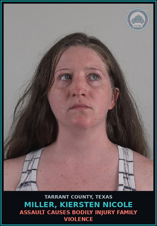 Booking mugshot of Miller, Kiersten Nicole in Tarrant County