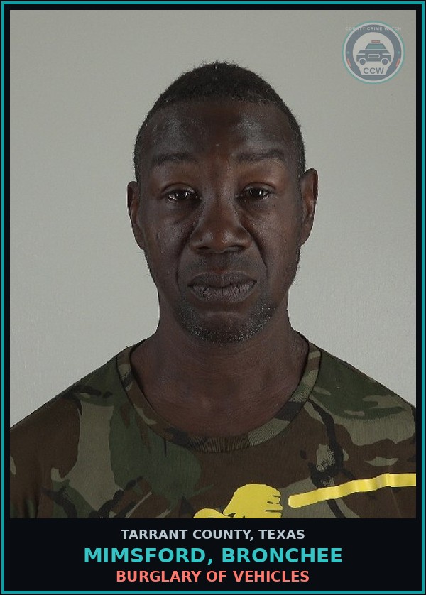 Booking mugshot of Mimsford, Bronchee in Tarrant County