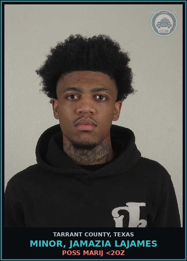 Booking mugshot of Minor, Jamazia Lajames in Tarrant County