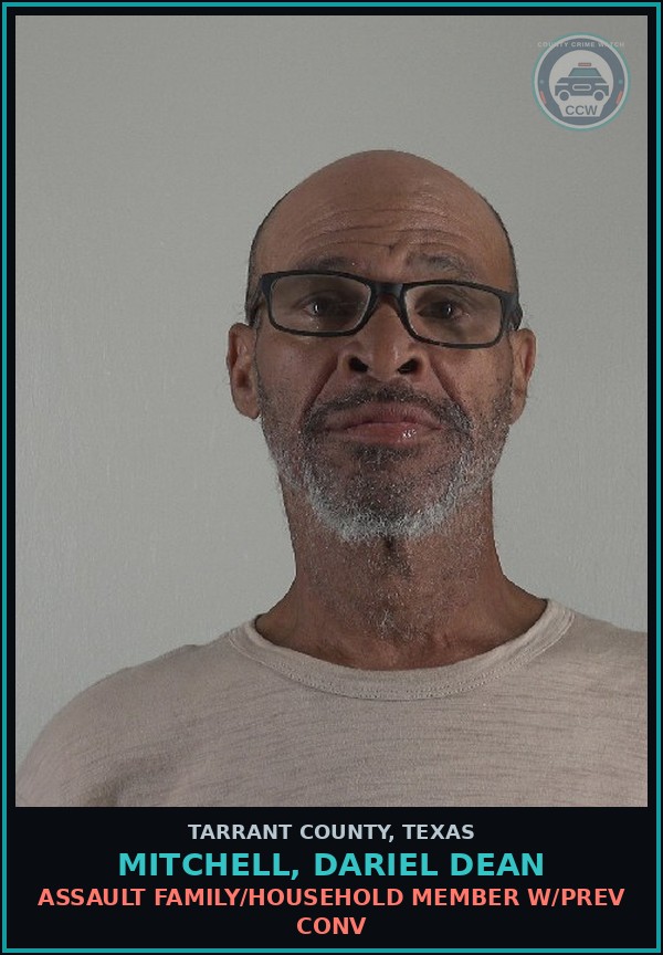 Booking mugshot of Mitchell, Dariel Dean in Tarrant County