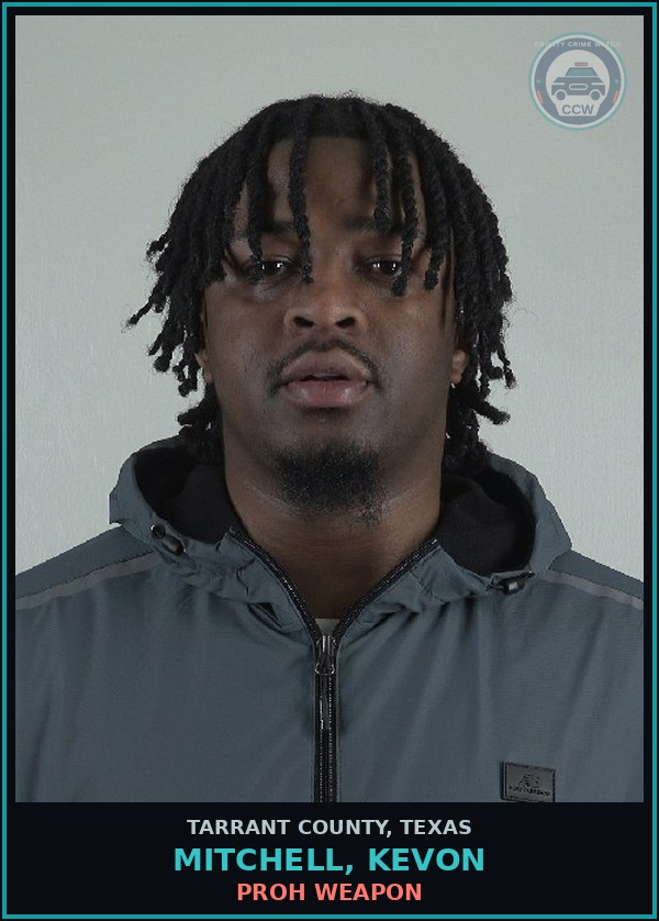 Booking mugshot of Mitchell, Kevon in Tarrant County