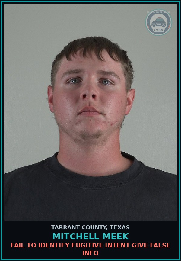 Booking mugshot of Mitchell Meek in Tarrant County