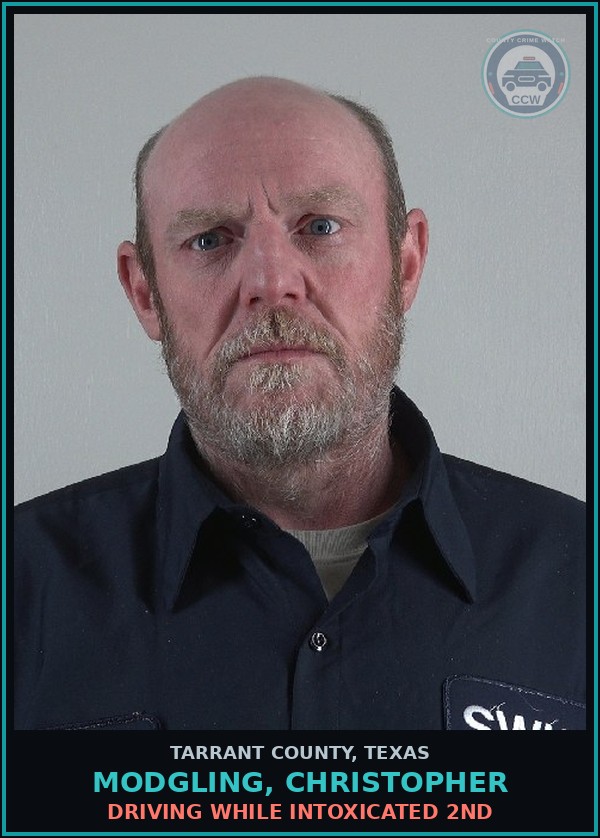 Booking mugshot of Modgling, Christopher in Tarrant County