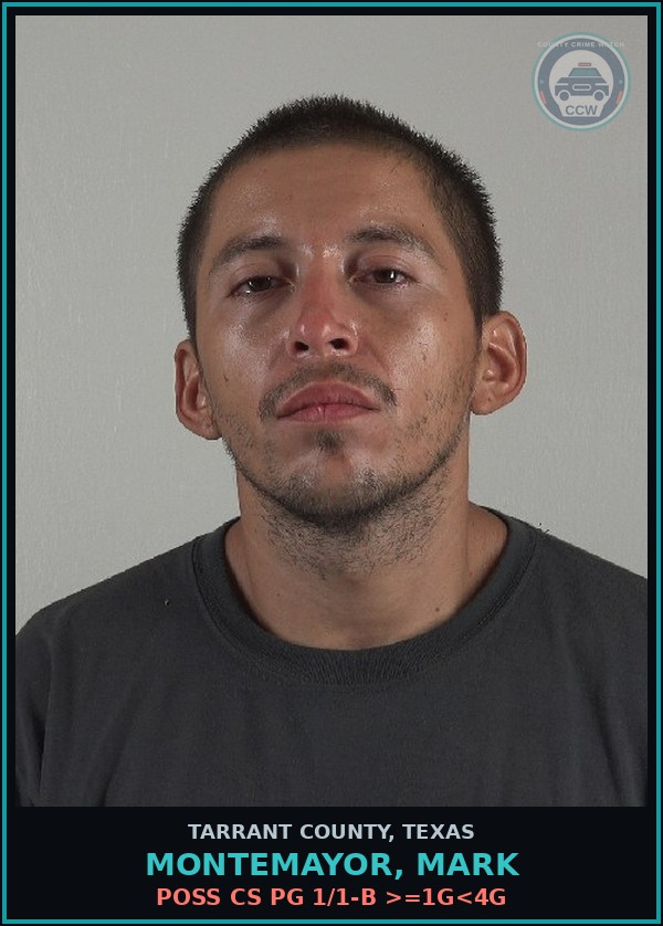 Booking mugshot of Montemayor, Mark in Tarrant County