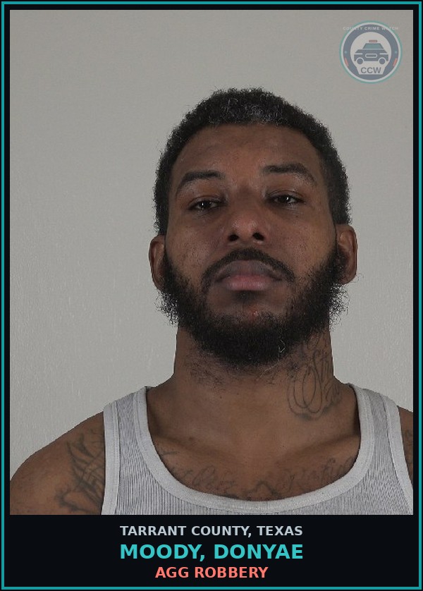 Booking mugshot of Moody, Donyae in Tarrant County
