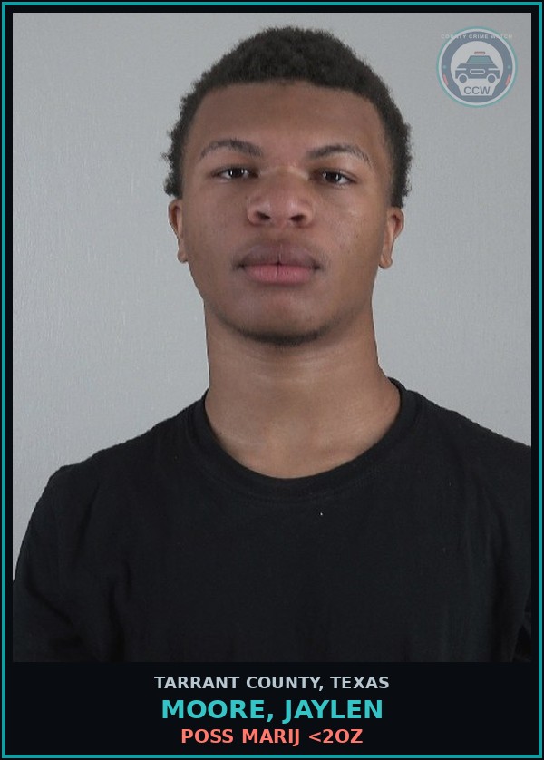 Booking mugshot of Moore, Jaylen in Tarrant County