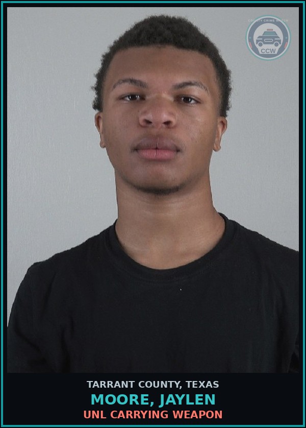 Booking mugshot of Moore, Jaylen in Tarrant County