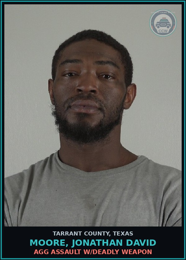 Booking mugshot of Moore, Jonathan David in Tarrant County