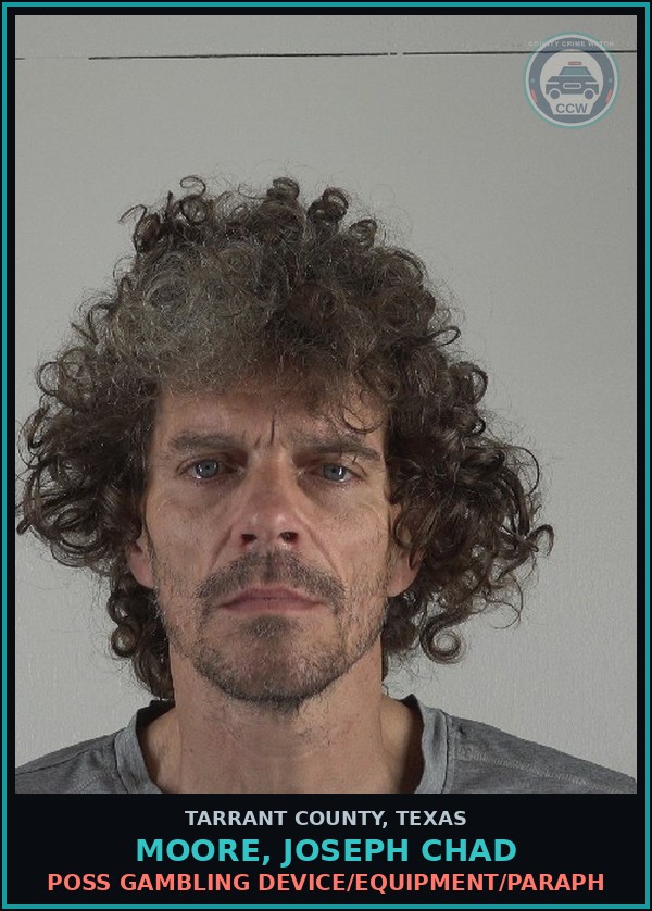 Booking mugshot of Moore, Joseph Chad in Tarrant County
