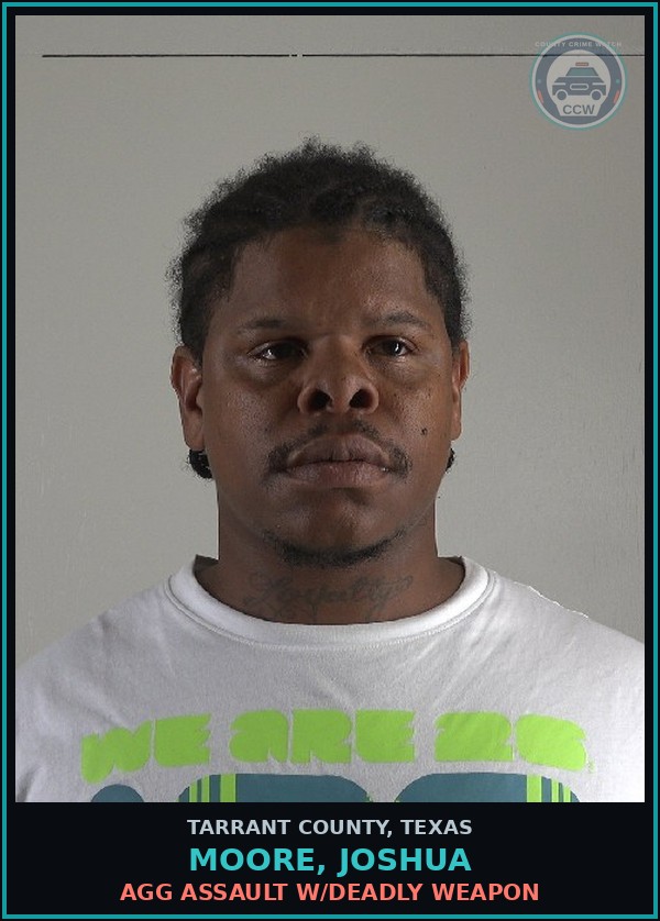 Booking mugshot of Moore, Joshua in Tarrant County