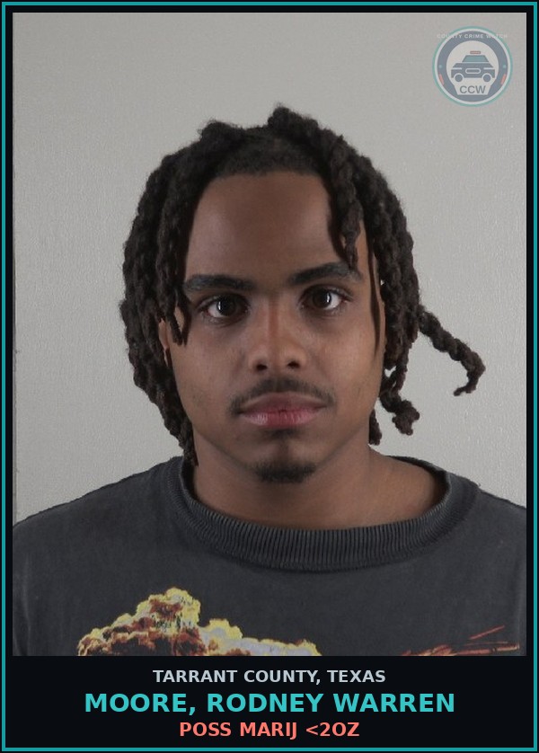 Booking mugshot of Moore, Rodney Warren in Tarrant County