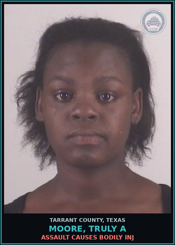 Booking mugshot of Moore, Truly A in Tarrant County