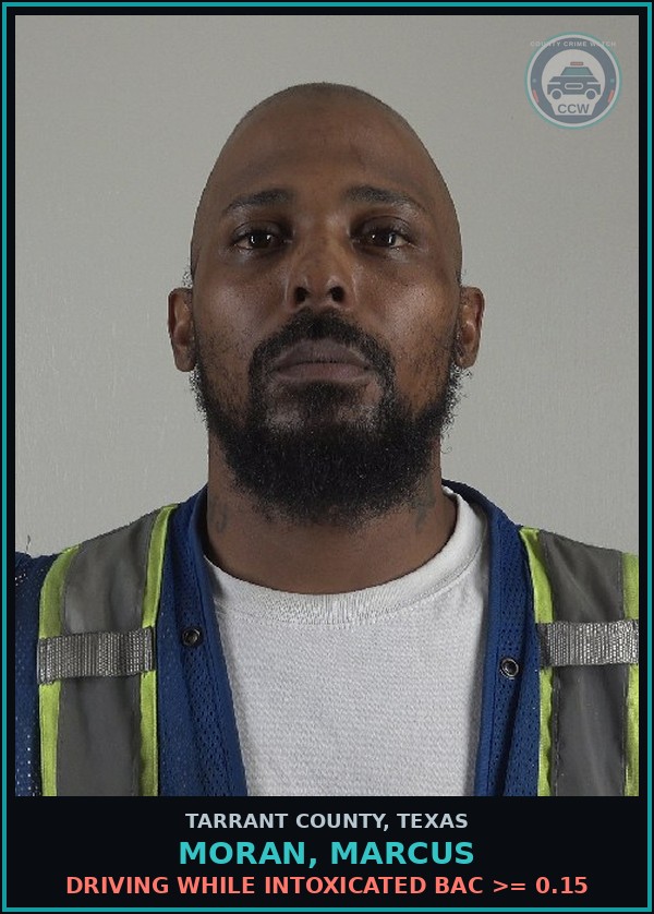 Booking mugshot of Moran, Marcus in Tarrant County