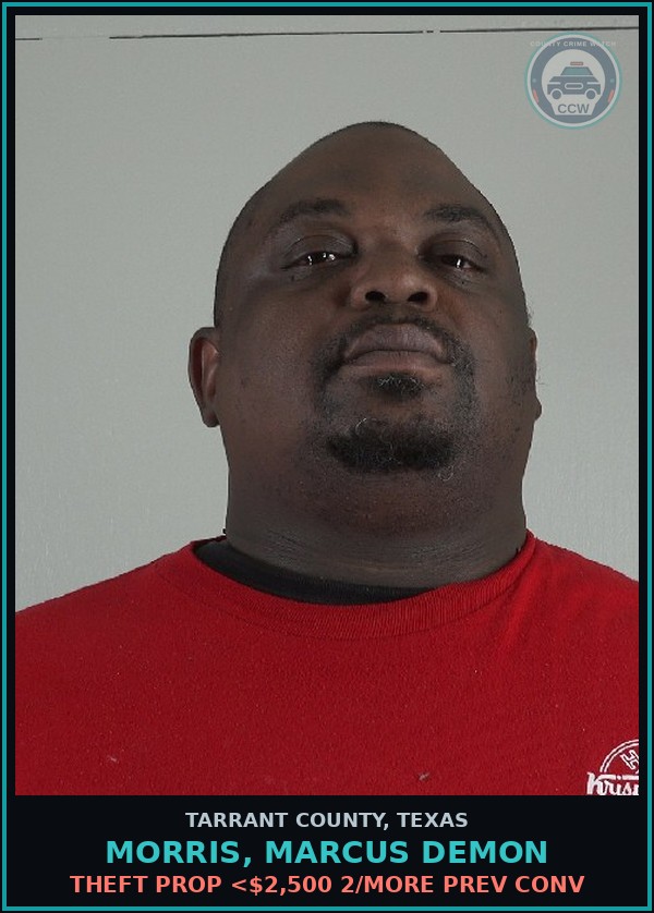 Booking mugshot of Morris, Marcus Demon in Tarrant County