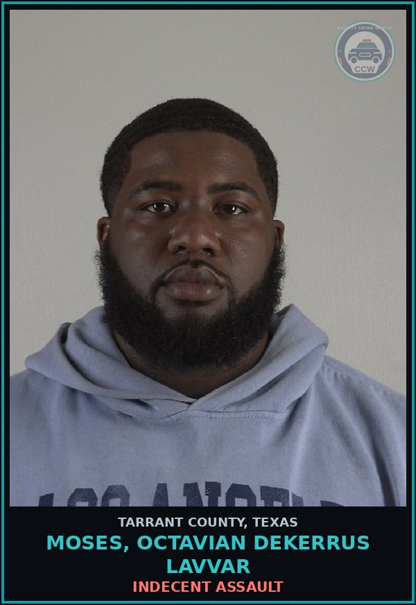 Booking mugshot of Moses, Octavian Dekerrus Lavvar in Tarrant County