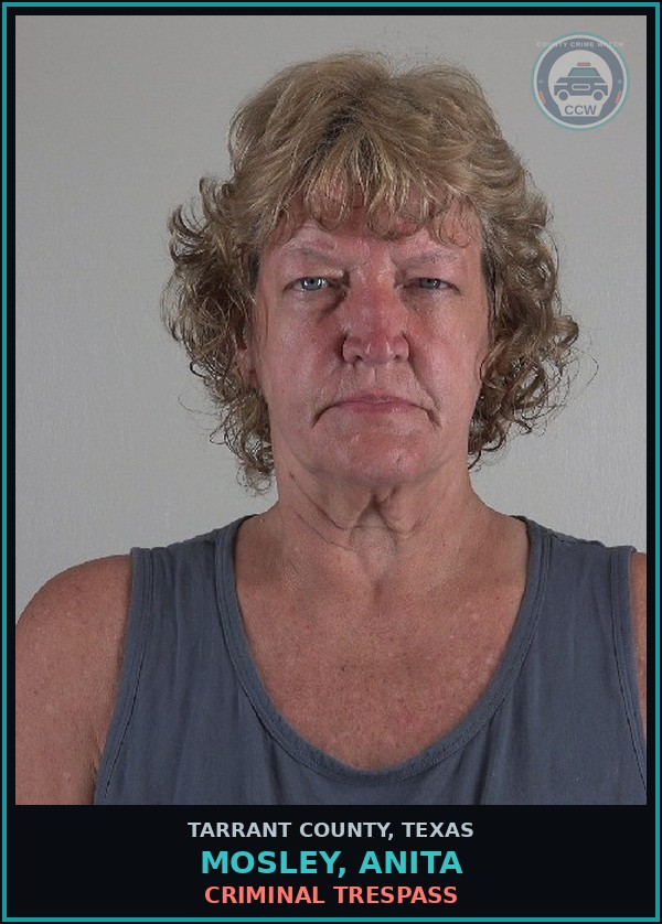 Booking mugshot of Mosley, Anita in Tarrant County