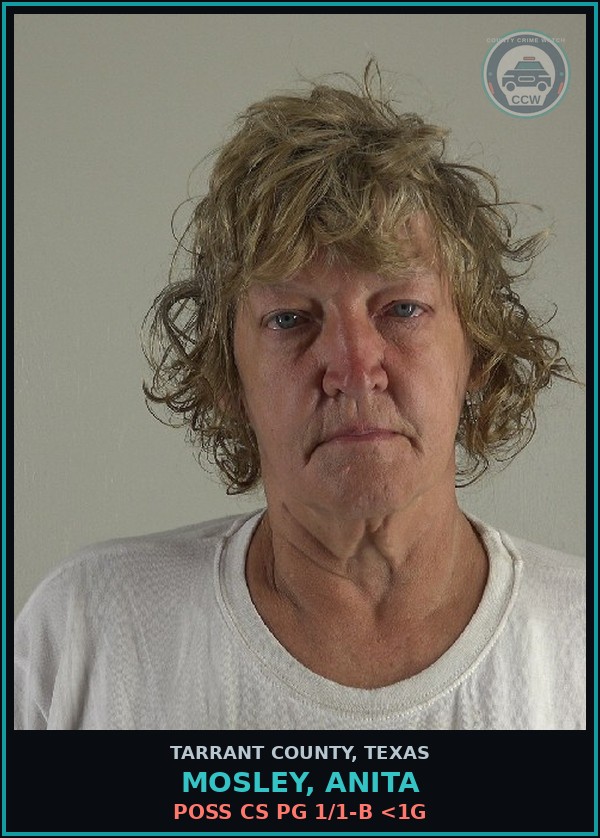 Booking mugshot of Mosley, Anita in Tarrant County